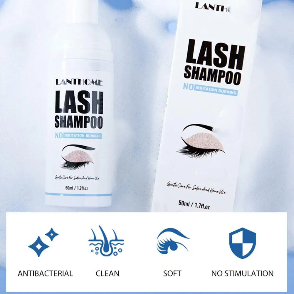 

50ml Eyelash Extension Foam Cleanser Shampoo Brush Lash Foaming Wash Deep Clean For Salon Home S9A5