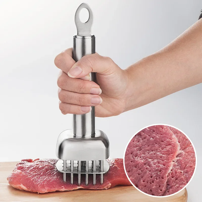 304 Stainless Steel Meat Inserting Steak JackTenderloin Needle Hammer Muscle Breaker Meat Inserting Barbecue Hole Punching Tool
304 Stainless Steel Meat Inserting Steak JackTenderloin Needle Hammer Muscle Breaker Meat Inserting Barbecue Hole Punching Tool