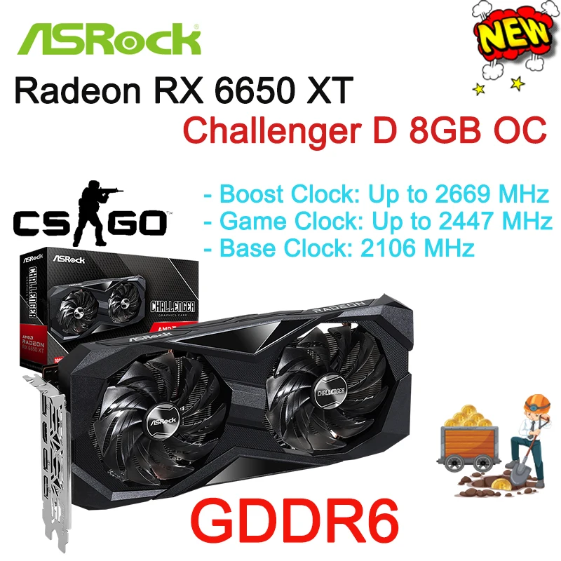 

GDDR6 ASROCK AMD Radeon RX 6650 XT Phantom Gaming D 8GB OC 6650XT Challenger Graphic Card GPU Motherboard Placa De Vídeo New