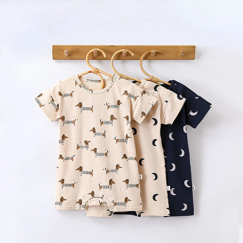 

0-24M Newborn Kid Baby Boy Girl Clothes Summer Cotton Baby Romper Short Sleeve Print Stretch Playsuit Cute Jumpsuit Outfit