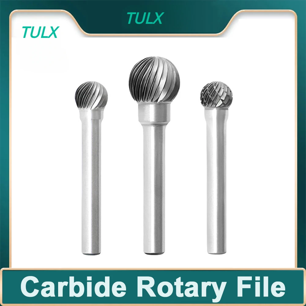 

TULX Carbide Grinding Head Tungsten Steel Milling Cutter File Single Tooth Cross Double Grain Ball Head Round Ball DX D0605M06