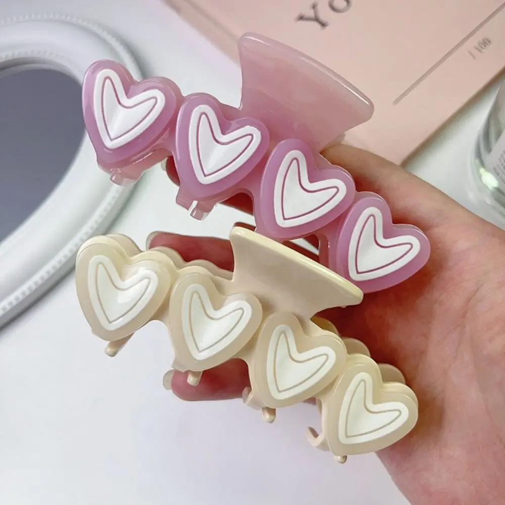 

Korean Style Acetic Acid Hair Claw Large Hair Clip Heart Shape Shark Clip Ponytail Holder Headdress Hair Crab Claw Daily