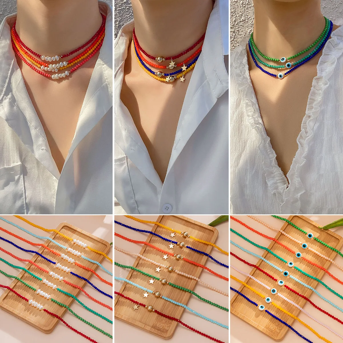 French Simple Multi-layer Beaded Necklace for Women Necklace Retro Star Eyes Imitation Pearl Clavicle Chain Party Jewelry Gift
French Simple Multi-layer Beaded Necklace for Women Necklace Retro Star Eyes Imitation Pearl Clavicle Chain Party Jewelry Gift