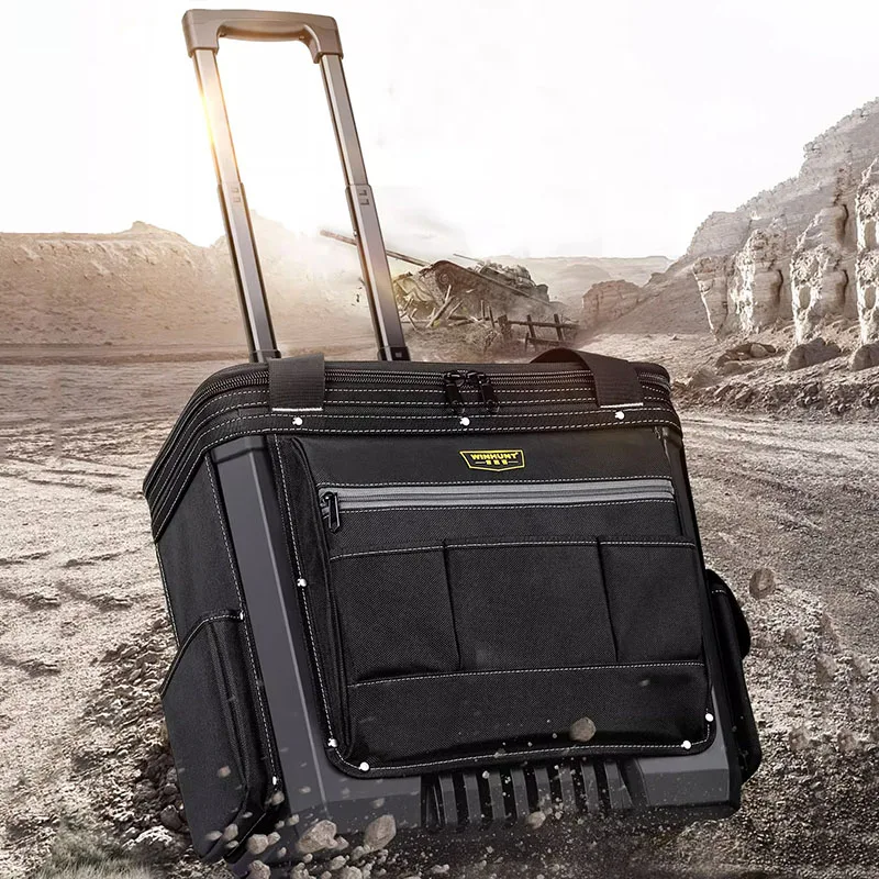 Pull Rod auto repair tools box Canvas Multi-functional Large-capacity Wear-resistant Repair Electrician Toolbox with Wheels Case
Pull Rod auto repair tools box Canvas Multi-functional Large-capacity Wear-resistant Repair Electrician Toolbox with Wheels Case