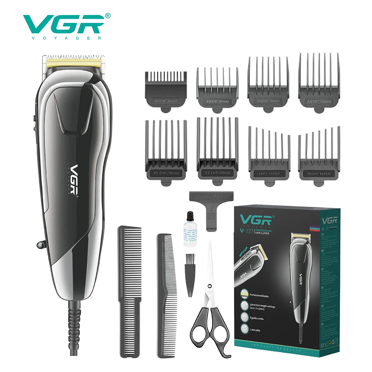 VGR Hair Trimmer Professional Trimmer Adjustable Hair Clipper Corded Hair Cutting Machine High Power Clippers for Men V-127
VGR Hair Trimmer Professional Trimmer Adjustable Hair Clipper Corded Hair Cutting Machine High Power Clippers for Men V-127