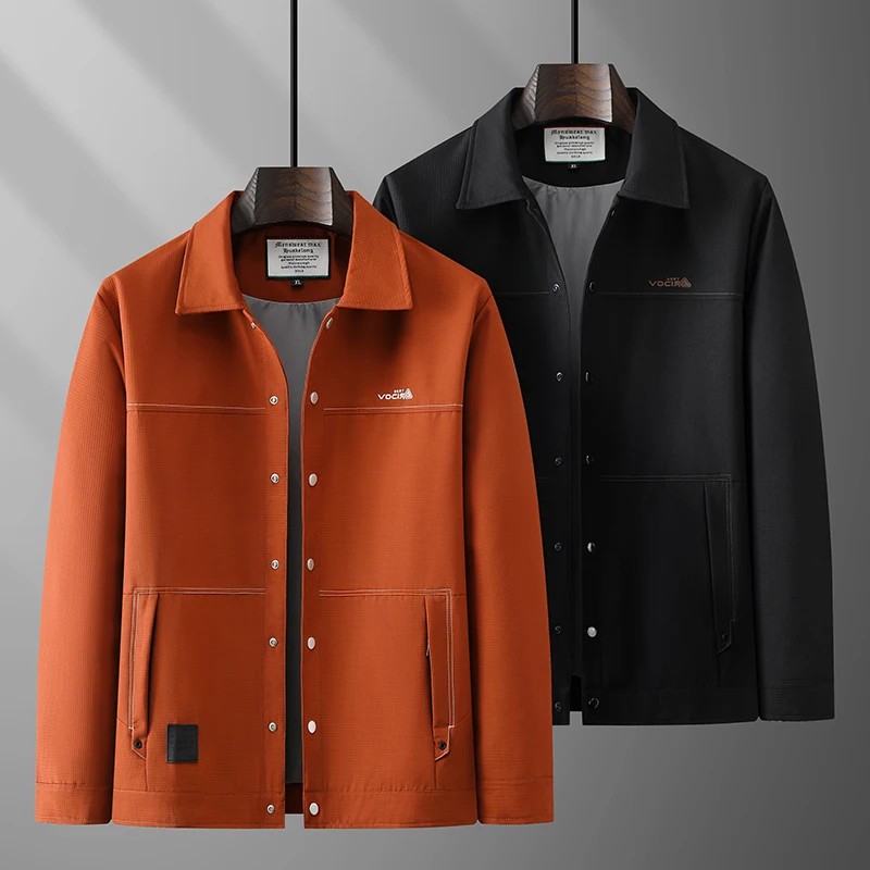 

2024 Spring and Autumn Plus Oversized Men's Lapel Jacket Plus-size Baggy Multi-pocket Cargo Business Men's Anti-wrinkle Jacket