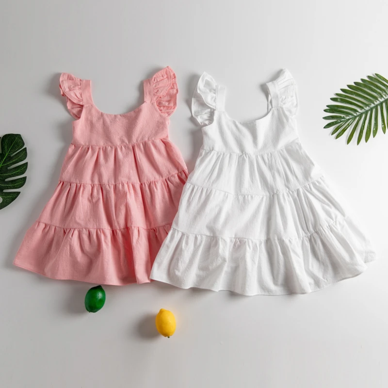 New Summer Baby Girls Solid Color Fly Sleeve Ruffles Tutu Dresses Cotton Linen Kids Dress Costumes Children Clothes 2-7y
New Summer Baby Girls Solid Color Fly Sleeve Ruffles Tutu Dresses Cotton Linen Kids Dress Costumes Children Clothes 2-7y