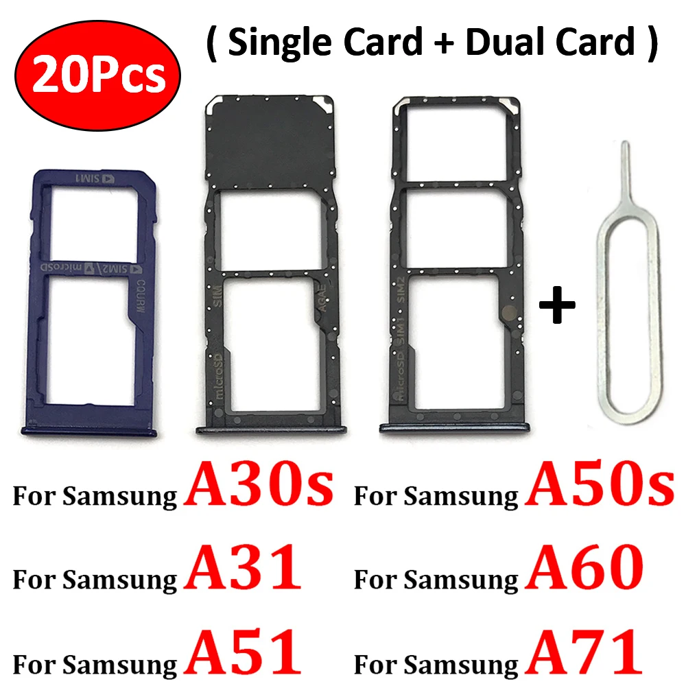 Держатель SIM-карты для Samsung A30S A50S A31 A51 A71 A60, лоток, слот для микросхем, выдвижной держатель, адаптер, розетка, 20 шт.
Держатель SIM-карты для Samsung A30S A50S A31 A51 A71 A60, лоток, слот для микросхем, выдвижной держатель, адаптер, розетка, 20 шт.