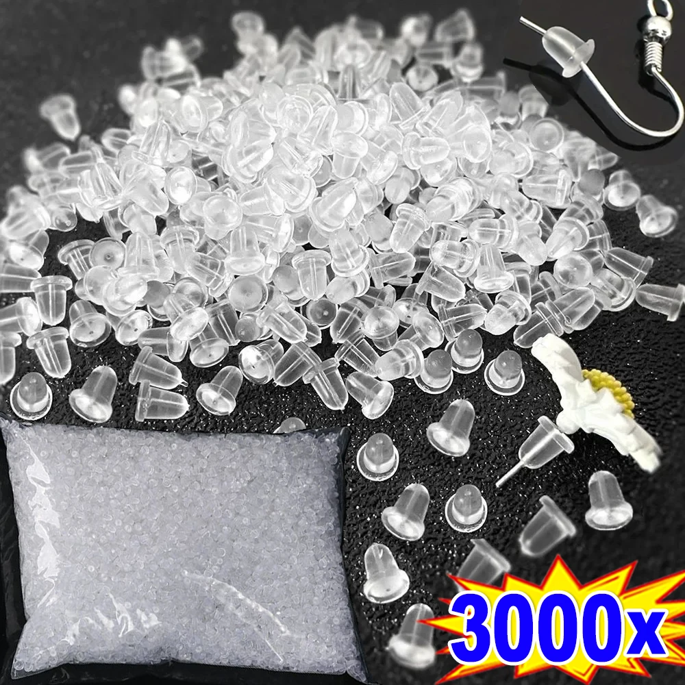 

500-3000pcs Soft Silicone Rubber Earring Back Stoppers for Stud Earrings DIY Earring Findings Accessories Bullet Tube Ear Plugs