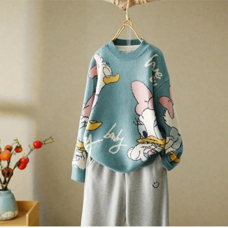 

Корейский милый мультяшный осенне-зимний Кардиган с длинным рукавом, джемпер, топ, пуловеры с высоким воротником, повседневный женский свитер
