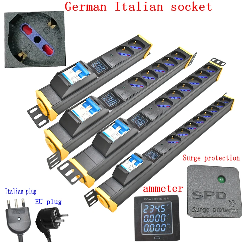 PDU power strip network cabinet rack 1-9 way German Italian socket air switch 2M line 360 rotary bracket Charged current
PDU power strip network cabinet rack 1-9 way German Italian socket air switch 2M line 360 rotary bracket Charged current