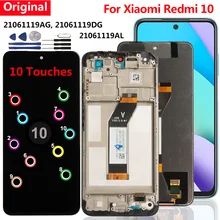 Écran LCD de remplacement avec châssis, 10 Touches, Original, pour Xiaomi Redmi 10, 21061119AG=