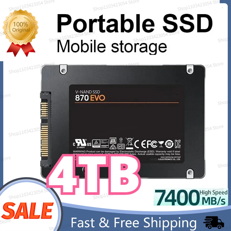 

2024 Brand SSD 870 EVO QVO 250G Internal Solid State Disk 1T 2T 4T HDD Hard Drive 860 PRO SATA 3 2.5 for Laptop HDD Computer ps5