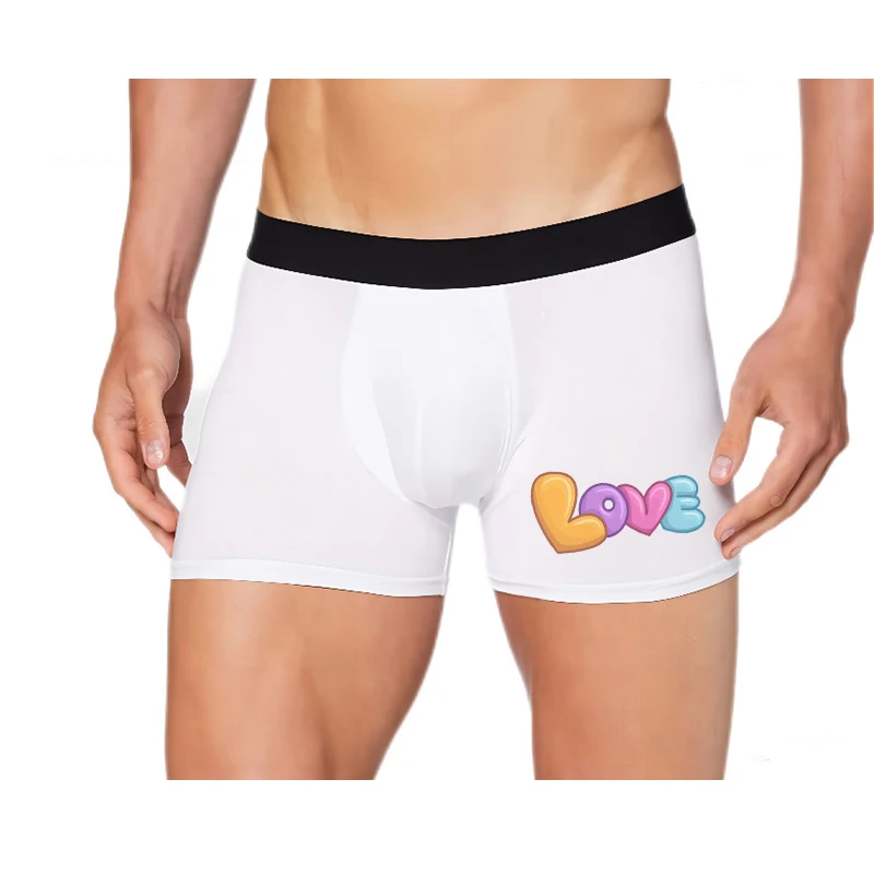 

DHL50pcs Sublimation DIY White Blank Polyester Boxer Briefs For Valentine and Father's Day Size S-2XL