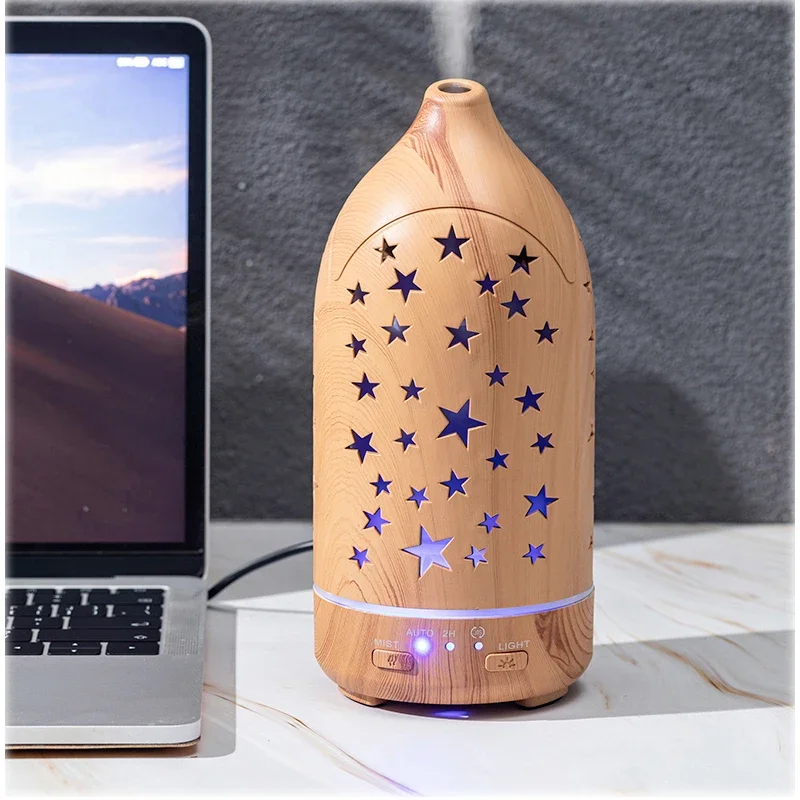 

DELIXING Essential Oil Diffuser Humidifiers Aromatherapy Diffuser Wood Grain Diffusers 7 Color Night Light Aroma For Home Office