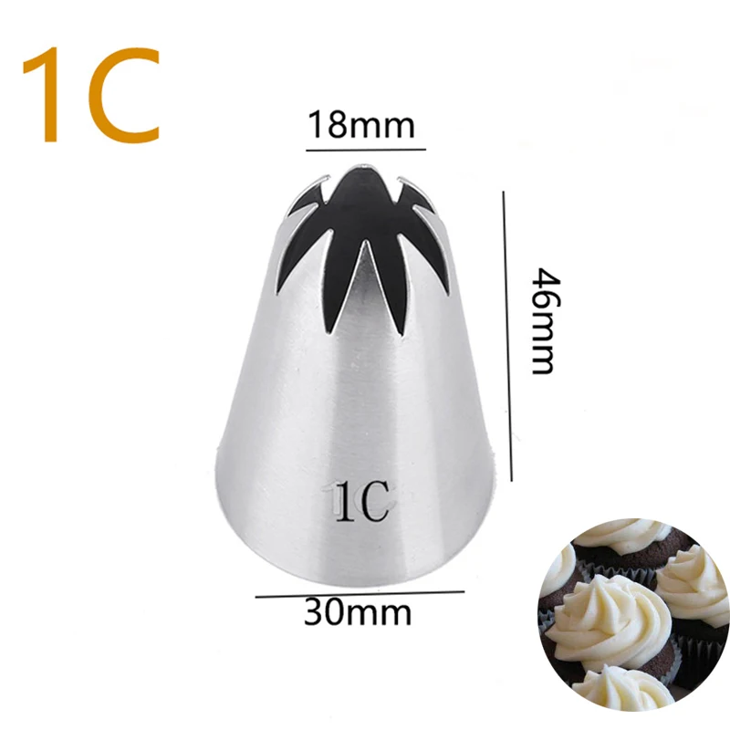 

1C Large Size Cream Cake Icing Piping Nozzles Stainless Steel Cookie Cupcake Decorating Flower Mouth Pastry Dessert Baking Tools
