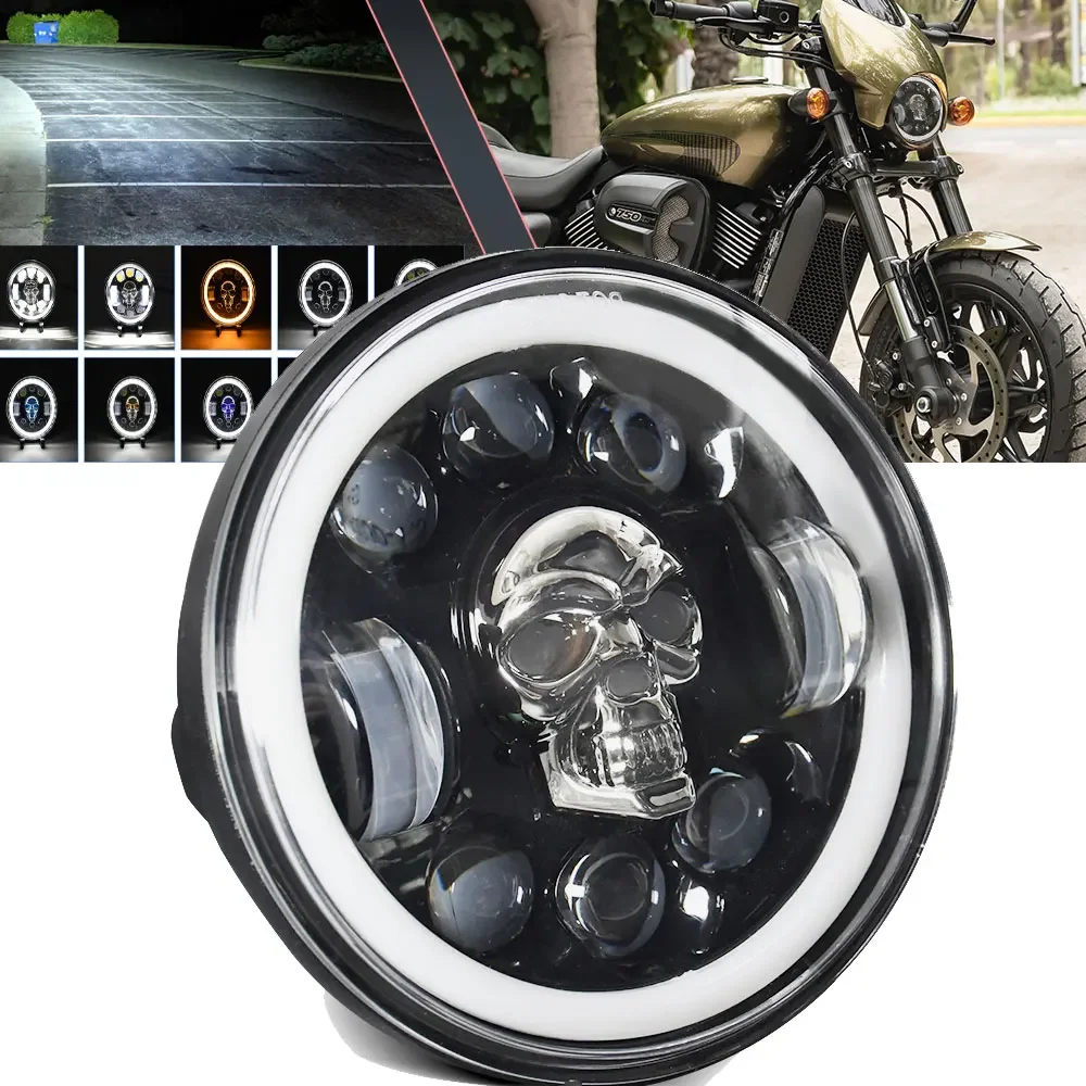 Motorcycles Skull Front Headlight 5.75 in DRL Round Mile's Lighthouse for Harley 883 200W for Motorcycle 4X4 Accessories
Motorcycles Skull Front Headlight 5.75 in DRL Round Mile's Lighthouse for Harley 883 200W for Motorcycle 4X4 Accessories
