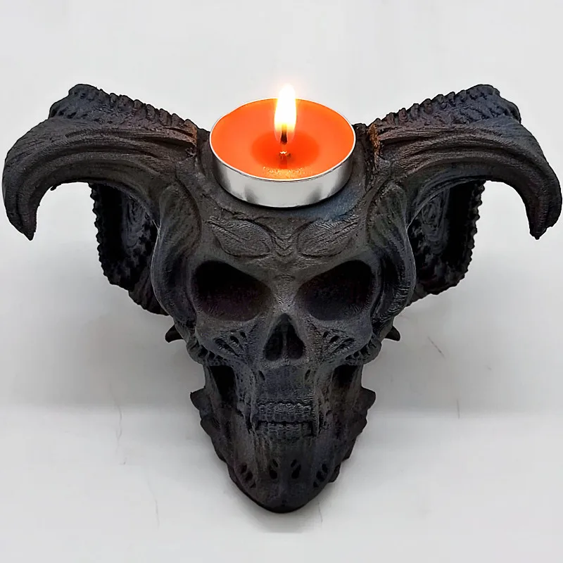 

Demon Skull Candlestick Silicone Mold DIY Candle Resin Gypsum Silicone Mold Halloween Decoration Tool