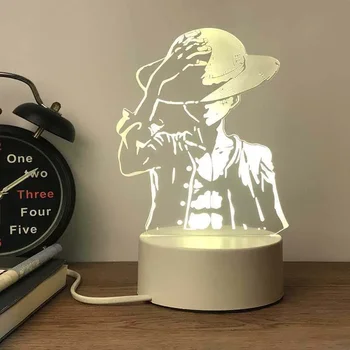 애니메이션 원피스 루피 3D 램프 LED 야간 조명 장난감, 로로노아 조로 야간 조명, 어린이 침실 테이블 램프, 홈 램프, 만화 선물