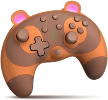 

STOGA Wireless Controller for Nintendo Switch Cute Brown Raccoon Animal Pro Gamepad Wake-up Function Adjustable Vibration