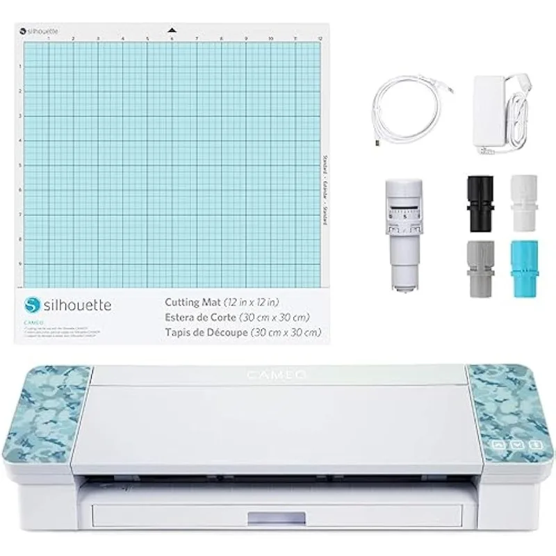 

Silhouette Cameo 4 with Bluetooth, 12x12 Cutting Mat, Autoblade 2, 100 Designs and Silhouette Studio Software - White Edition