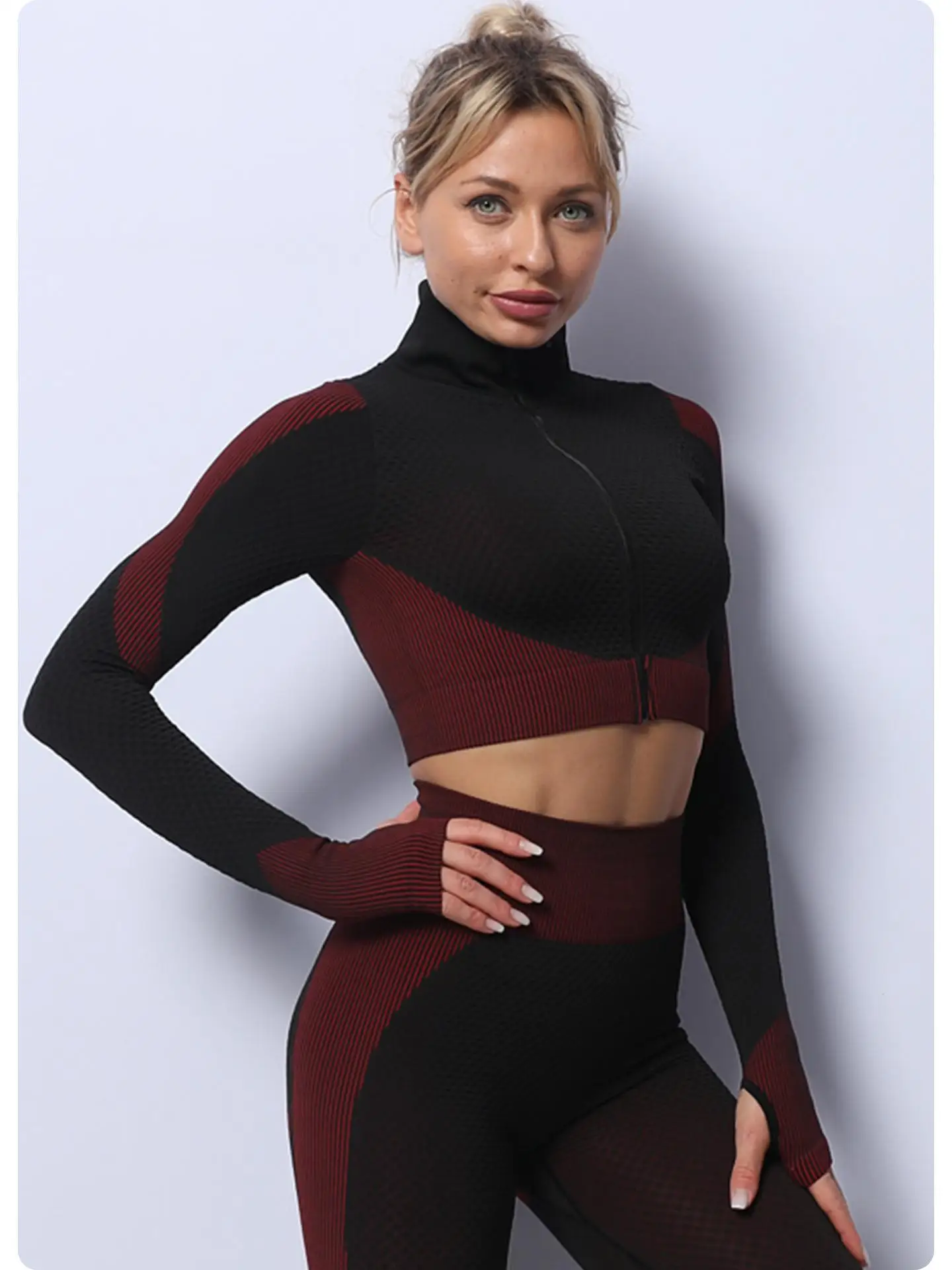 Athleisure Set High Waist Compression Leggings Sets Seamless Padded Breathable Moisture Set Lightweight Zip Up Jacket Sets 16 S9f9c41c574174c85aea7b8ea1ee1ffd51