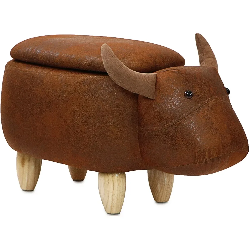 

Bedroom Stool 15-In. Seat Height Brown Cow Animal Shape Storage Ottoman - Furniture for Nursery Playroom Stools & Ottomans Room