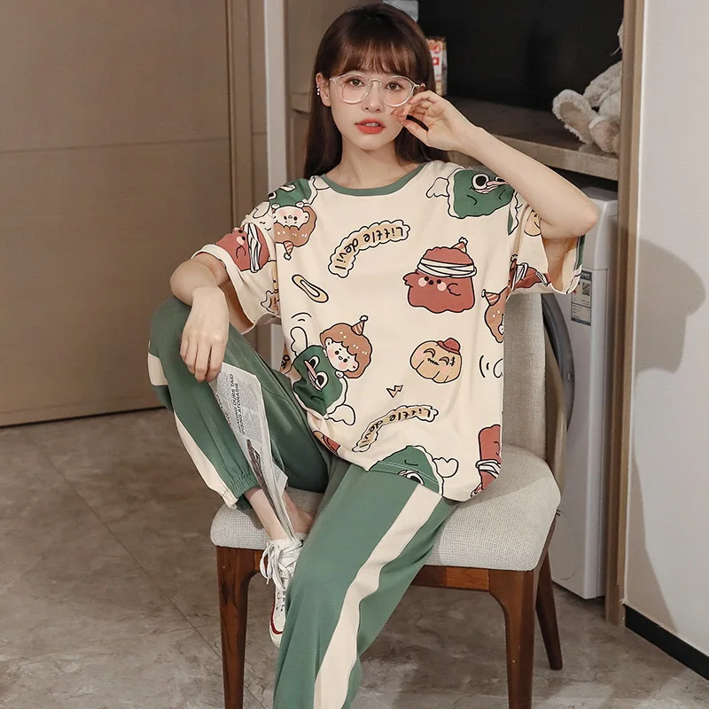 2022 Korean Cotton Pijamas Set For Women Plus Size Nightwear Female Homewear Cartoon Sleeping Top & Trousers nightie Mujer
2022 Korean Cotton Pijamas Set For Women Plus Size Nightwear Female Homewear Cartoon Sleeping Top & Trousers nightie Mujer