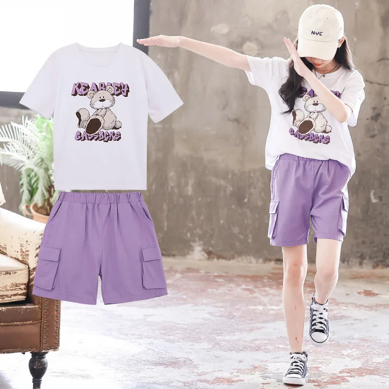 Summer Children Girls Clothes Set Teenage Cartoon Bear Printed T-shirts and Shorts 2 Pieces Suit Kid Fashion Top Bottom Outfits
Summer Children Girls Clothes Set Teenage Cartoon Bear Printed T-shirts and Shorts 2 Pieces Suit Kid Fashion Top Bottom Outfits