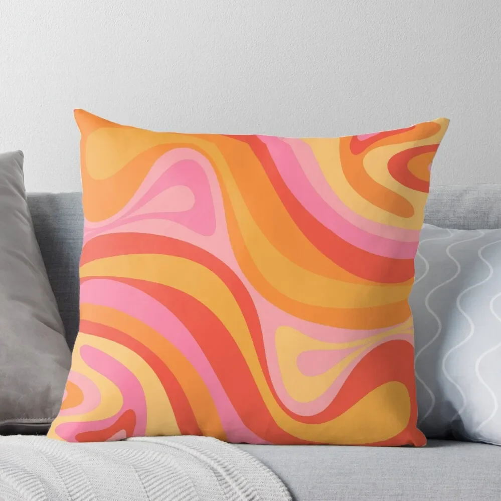 

New Groove Retro Swirl Abstract Pattern Pink Orange Yellow Throw Pillow Covers For Sofas Ornamental Pillow Christmas Pillowcase