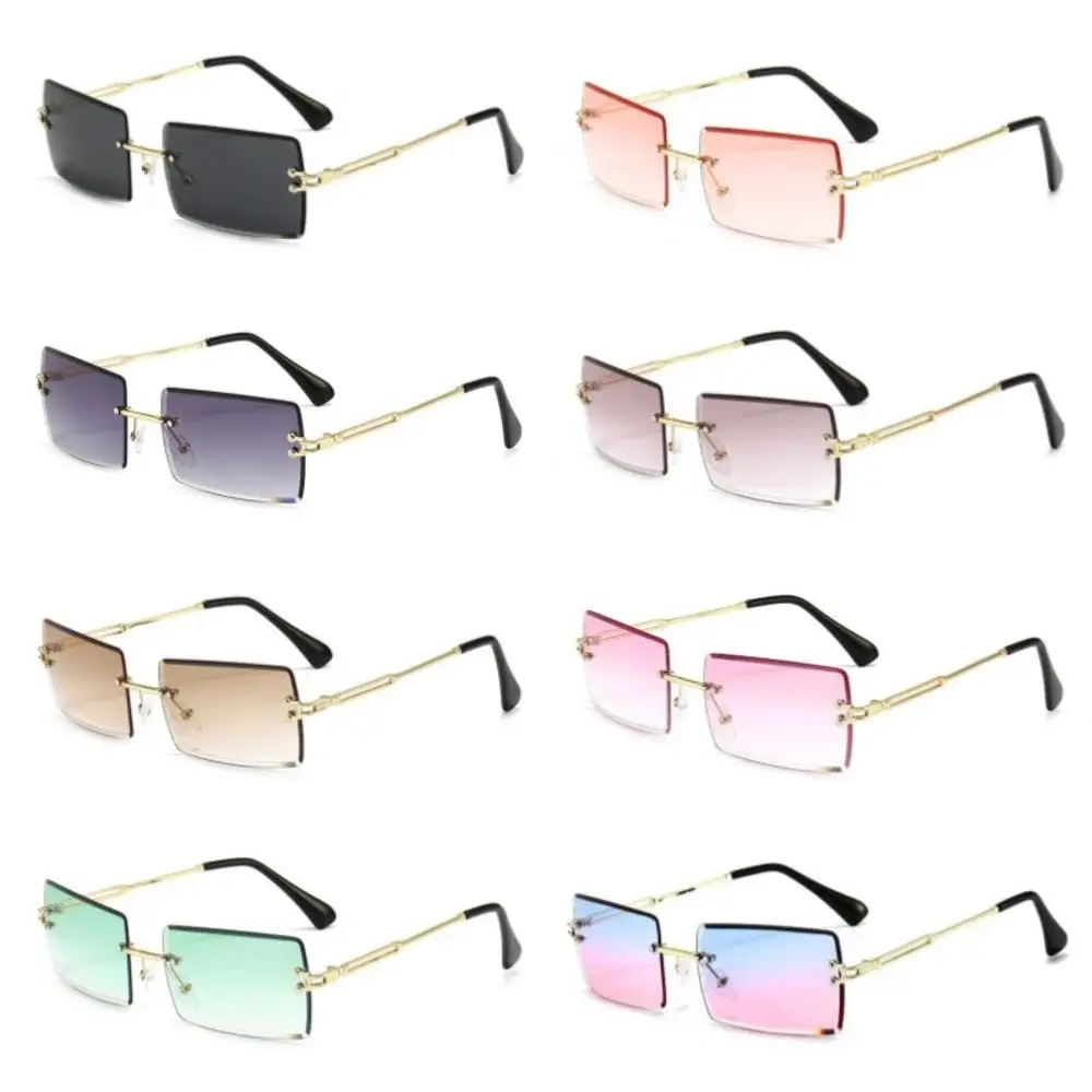 

Y2K Rimless Rectangle Sunglasses Women Men Trendy Vintage Sun Glasses Color Traveling Driving Shades UV400 Goggles Eyewear