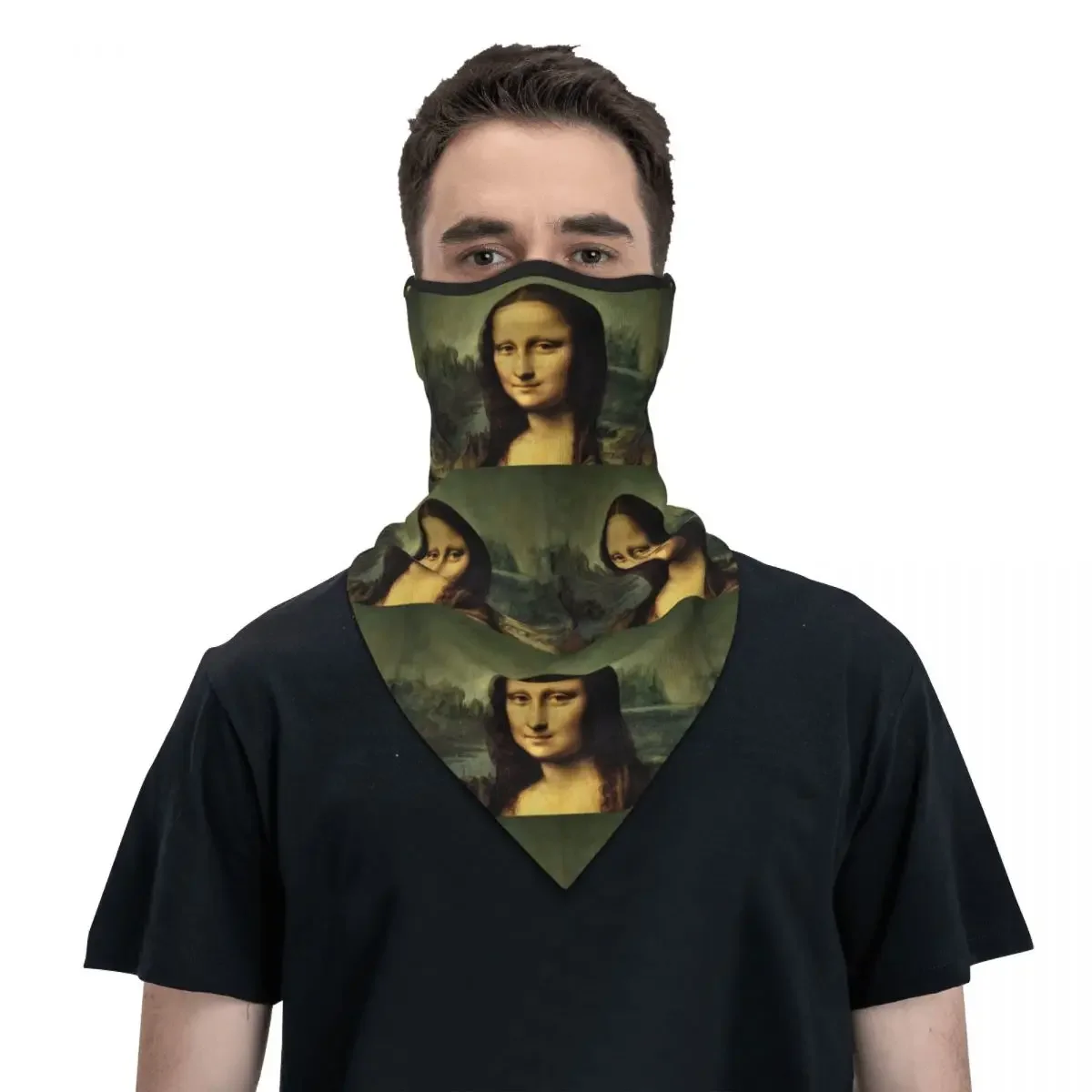 

Классическая Бандана «Мона Лиза» Леонардо да Винчи, шейный платок, Ветрозащитная маска для лица, шарф, накидка, художественная повязка на голову, Балаклава