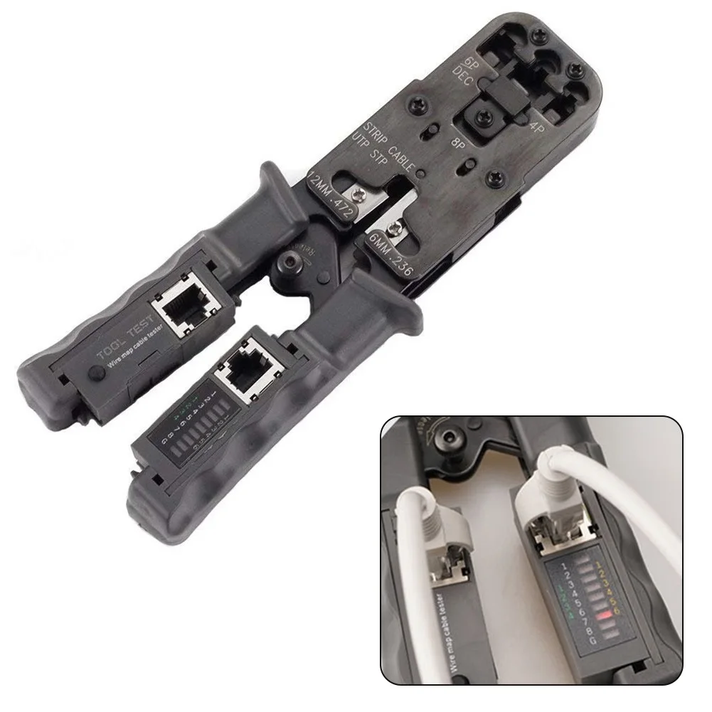 2 In 1 Network LAN Cable Crimper Pliers Wire Cutting Tool Cable Tester 4P/6P/8P Network LAN Cable Crimper Pliers Wire Cutting
2 In 1 Network LAN Cable Crimper Pliers Wire Cutting Tool Cable Tester 4P/6P/8P Network LAN Cable Crimper Pliers Wire Cutting