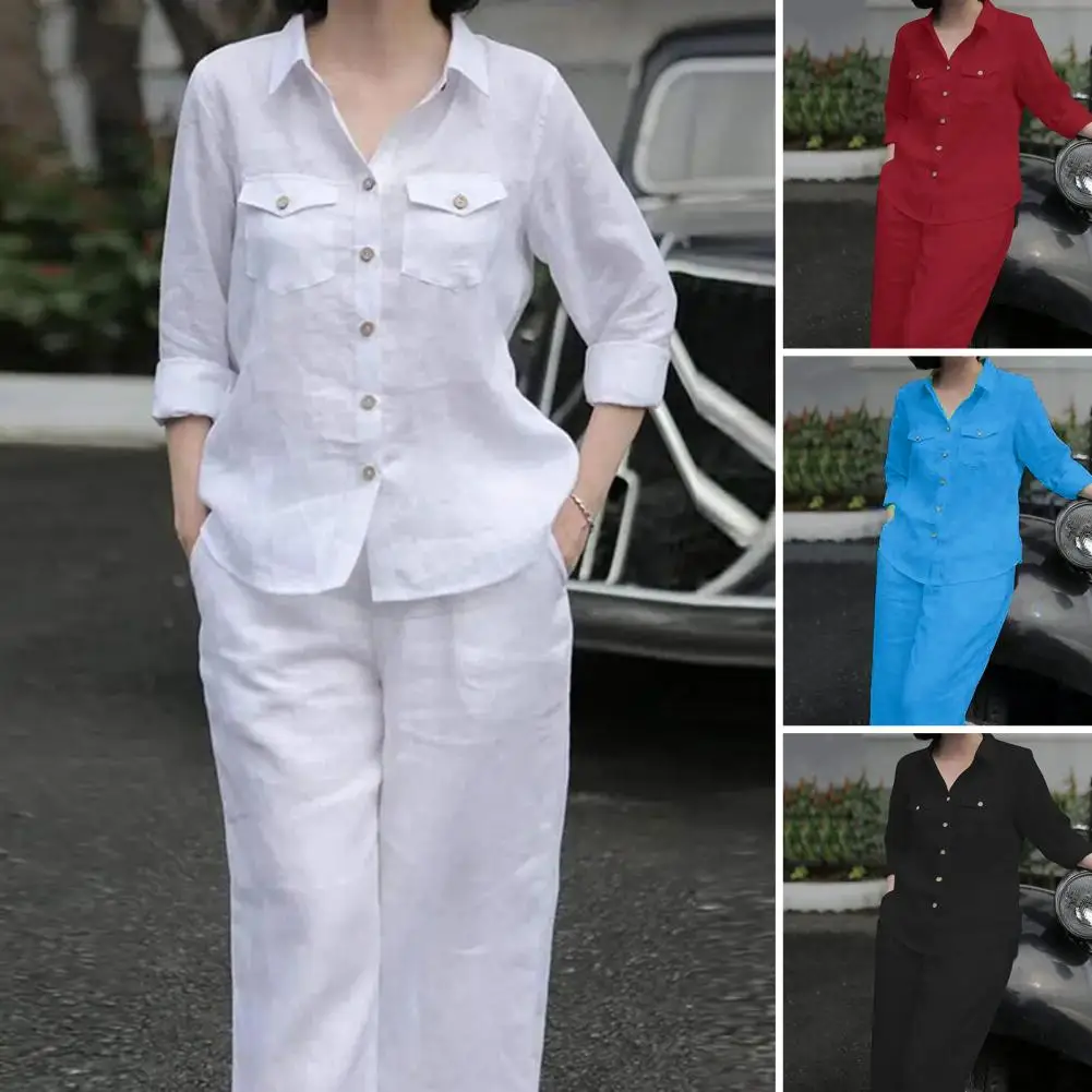 Fashion OL Suit Summer Short Sleeve Single-breasted Blouse Loose Pants 2PCS Female Elegant Urban Tracksuits Casual Matching Sets
Fashion OL Suit Summer Short Sleeve Single-breasted Blouse Loose Pants 2PCS Female Elegant Urban Tracksuits Casual Matching Sets