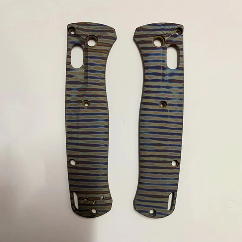 

Custom Roasted Titanium Flame Pattern Knife Handle Scales For Genuine Benchmade 535 Bugout Knives Grip DIY Make Accessories Part