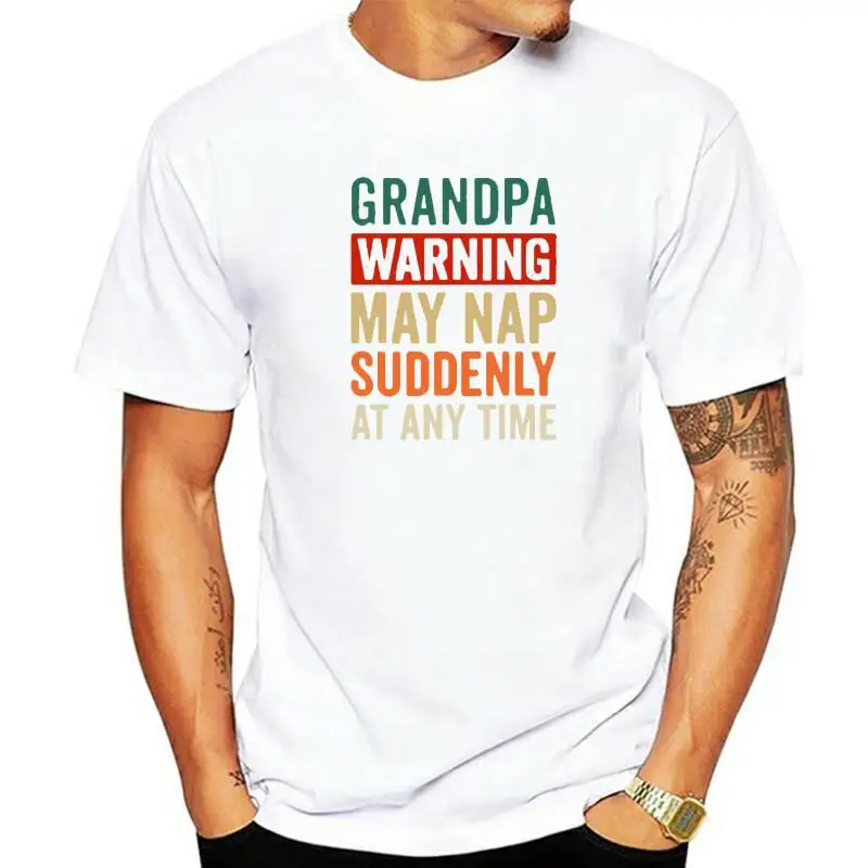 

Мужская футболка с изображением дедушки, предупреждающего, что внезапно, в любое время, мужские футболки с простыми комиксами, хлопковая летняя футболка