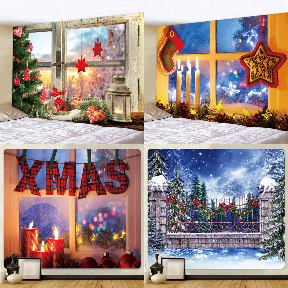 

Christmas window wall hanging psychedelic scene home decoration tapestry hippie bohemian bedroom wall decoration sheets