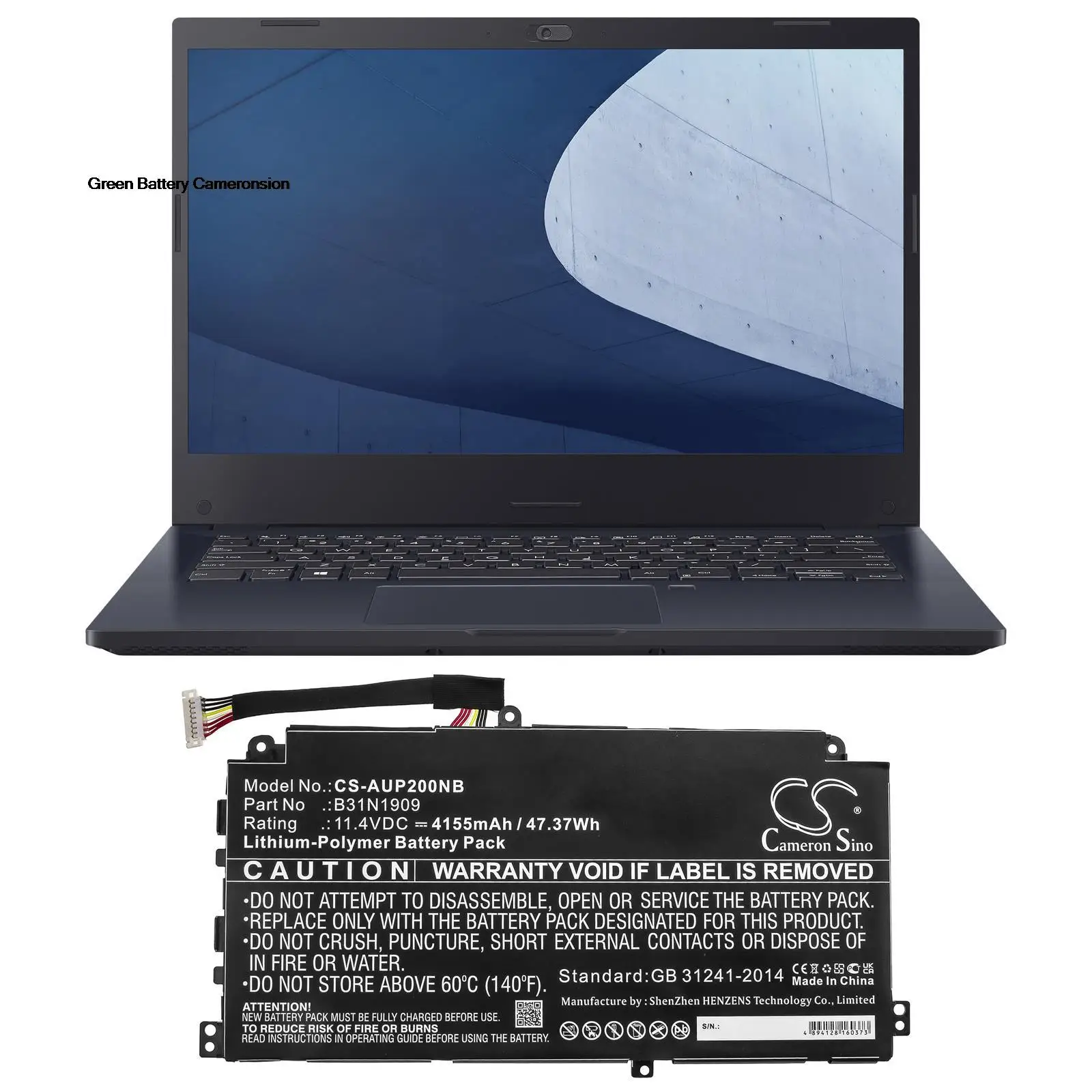 

GreenBattery CameronSino 4155mAh 47.37Wh 11.4V Notebook,Laptop Li-Polymer for Asus ExpertBook P2 P2451FB,B31N1909,0B200-03670000