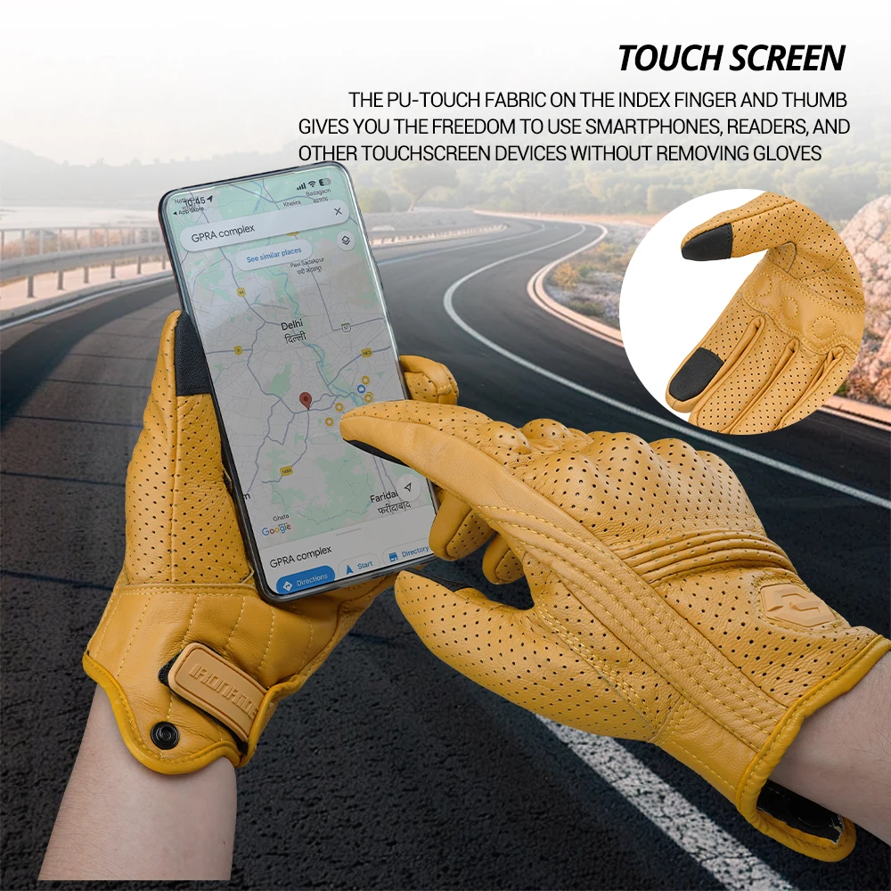 Leather Motorcycle Gloves Summer Breathable Mesh Moto Gloves Touch Function Motorbike Gloves Motocross Off-Road Racing Gloves Leather Motorcycle Gloves Summer Breathable Mesh Moto Gloves Touch Function Motorbike Gloves Motocross Off-Road Racing Gloves