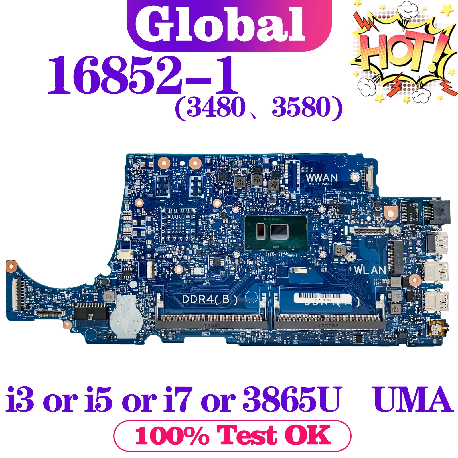 KEFU 16852-1 Mainboard For Dell Latitude 3480 3580 Laptop Motherboard 3865U i3 i5 i7 6th/7th Gen UMA DDR4
KEFU 16852-1 Mainboard For Dell Latitude 3480 3580 Laptop Motherboard 3865U i3 i5 i7 6th/7th Gen UMA DDR4
