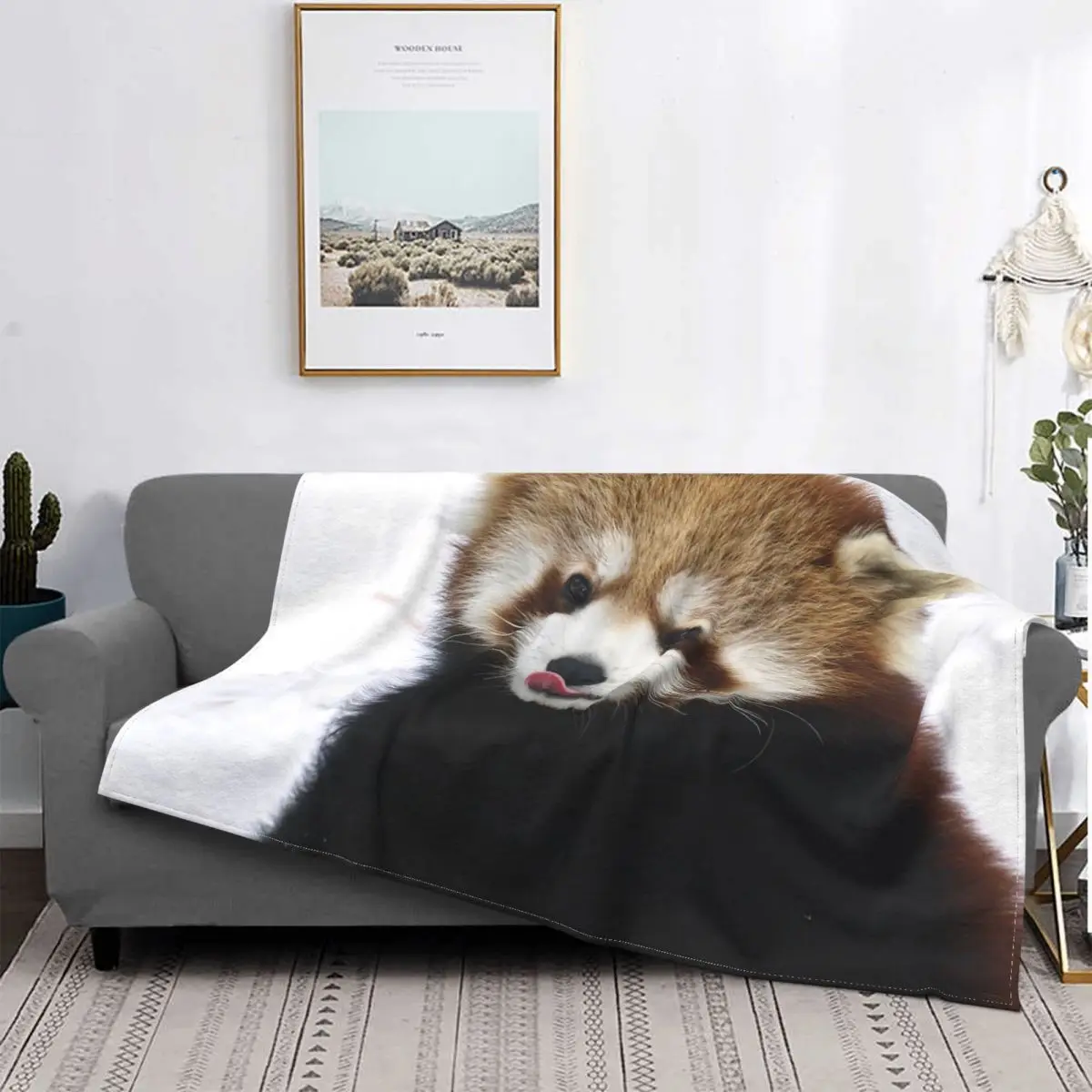 

Cute Animal Red Panda Blanket Flannel Textile Decor Snow Multifunction Warm Throw Blanket for Home Couch Rug Piece
