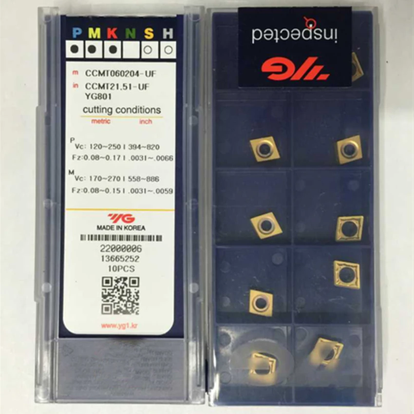 CCMT060204-UF YG801/CCMT060204-UF YG3010/CCMT060204-UF YG3020/CCMT060204-UF YG3030 Original YG Carbide Inserts CNC Turning Tools
CCMT060204-UF YG801/CCMT060204-UF YG3010/CCMT060204-UF YG3020/CCMT060204-UF YG3030 Original YG Carbide Inserts CNC Turning Tools