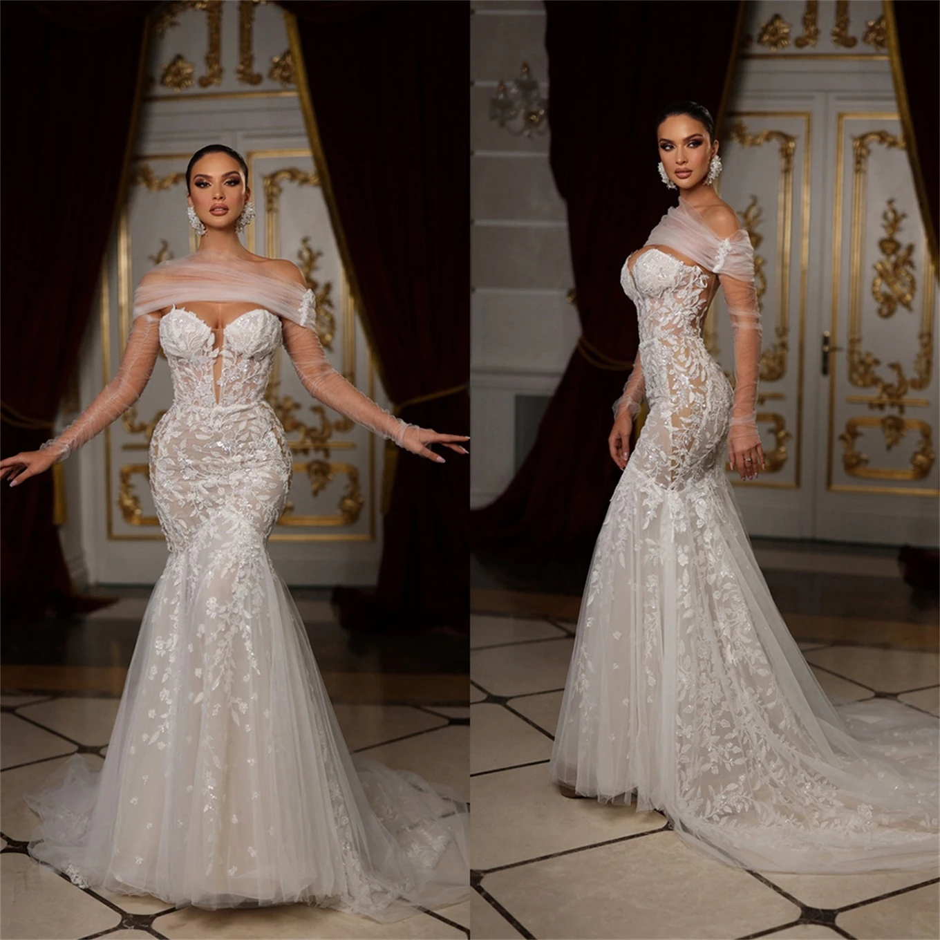 Luxury Mermaid Bridal Dress Sweetheart Floral Appliques Lace Beaded Wedding Dress Custom Made Vestido de novia 
Luxury Mermaid Bridal Dress Sweetheart Floral Appliques Lace Beaded Wedding Dress Custom Made Vestido de novia