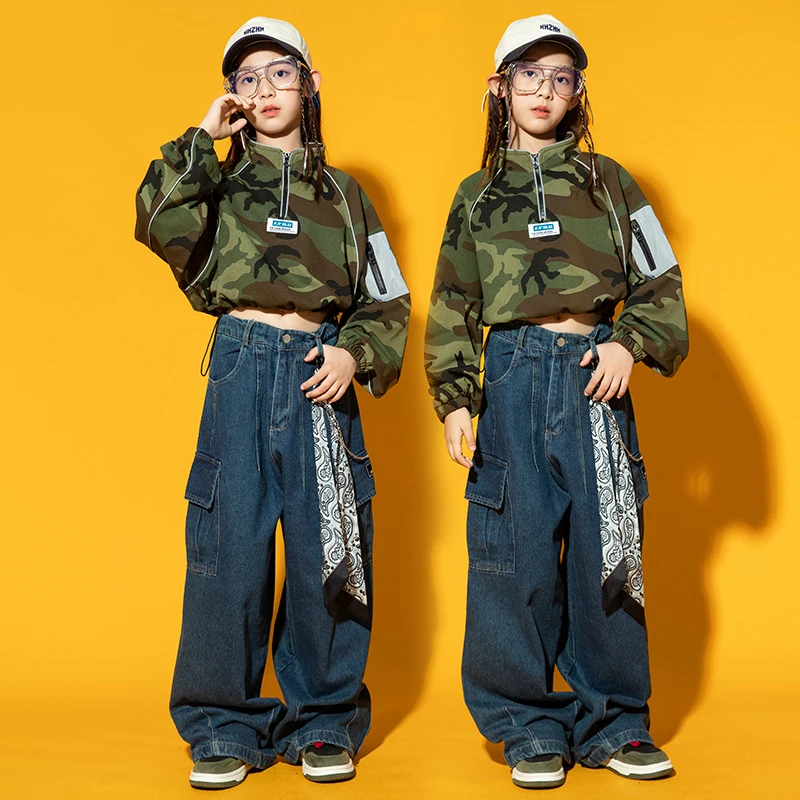Hip-Hop Dance Costume For Girls Loose Kpop Clothes Camouflage Crop Tops Ballroom Jazz Performance Outfit Kids Stage Wear BL9199
Hip-Hop Dance Costume For Girls Loose Kpop Clothes Camouflage Crop Tops Ballroom Jazz Performance Outfit Kids Stage Wear BL9199