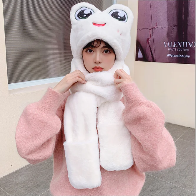 Plush Hat Female Autumn Winter New Frog Big Eyes Ear Protection Warm Hat Scarf Gloves One Girl Lovely Hat White
Plush Hat Female Autumn Winter New Frog Big Eyes Ear Protection Warm Hat Scarf Gloves One Girl Lovely Hat White