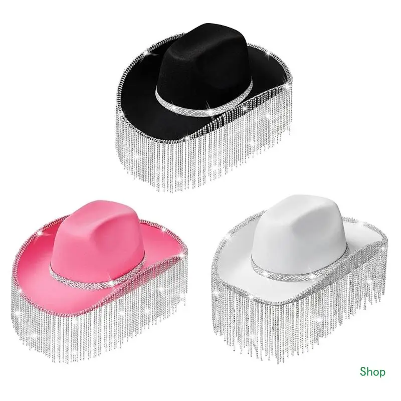 Dropship Cowgirl Hat Rhinestones Fringe Glitter Hats for Halloween Dress Up Cosplays Party Costume Accessories
Dropship Cowgirl Hat Rhinestones Fringe Glitter Hats for Halloween Dress Up Cosplays Party Costume Accessories