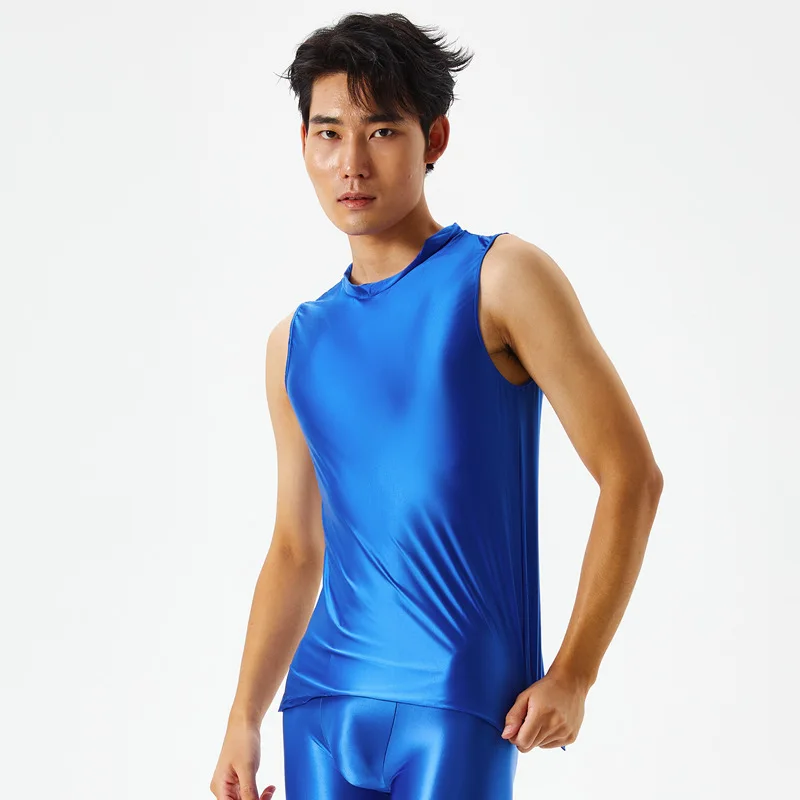 Men Silk GLOSSY Smooth Mock NeckT-Shirt Man Underwear Sport Vest Sleeveless Bodybuilding Oily Shiny Running Sportswear Luster
Men Silk GLOSSY Smooth Mock NeckT-Shirt Man Underwear Sport Vest Sleeveless Bodybuilding Oily Shiny Running Sportswear Luster