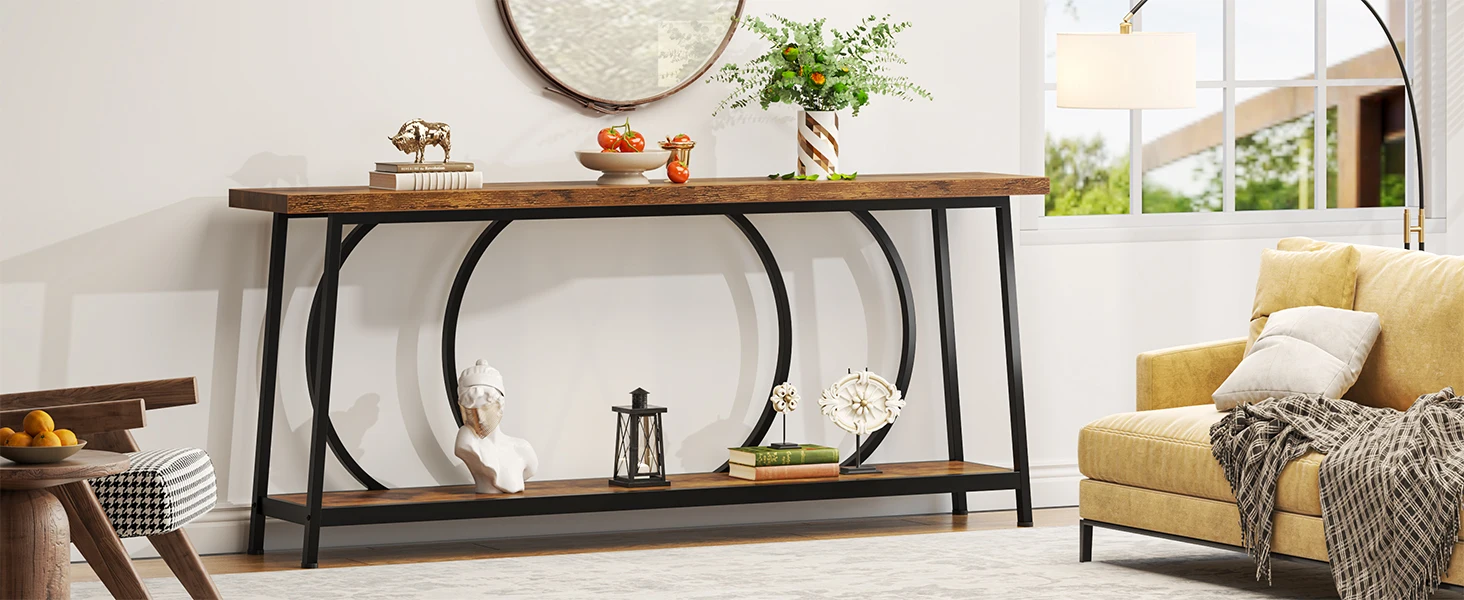 Farmhouse Entryway Table Rustic Brown S9fc238b5e6ad46f5936bbef9ed732a21F