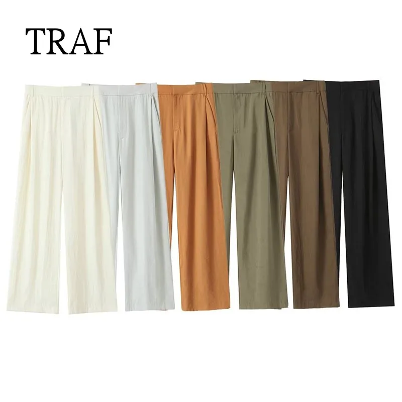 TRAF 2023 Women's Pants Autumn Fashion Office Lady Trousers Elegant Pants For Women Clothing Off White Black Loose Casual Pants
TRAF 2023 Women's Pants Autumn Fashion Office Lady Trousers Elegant Pants For Women Clothing Off White Black Loose Casual Pants