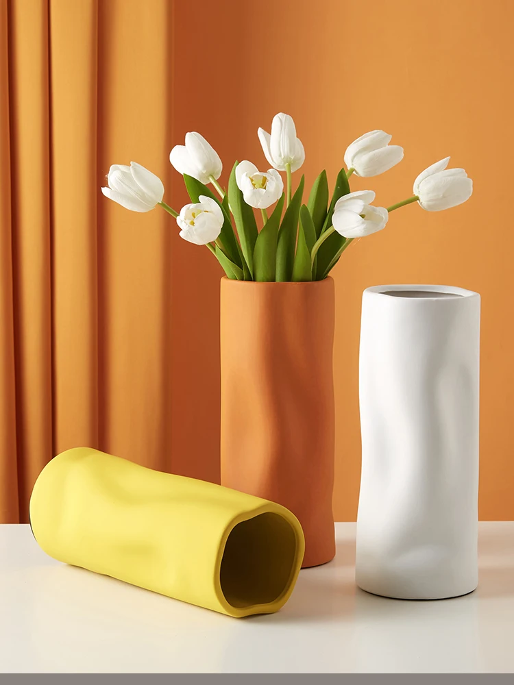 

Nordic Simplicity Ceramic Vase Morandi Art Flower Pot Living Room Tabletop Ornaments Crafts Fashion Home Decoration Accessories